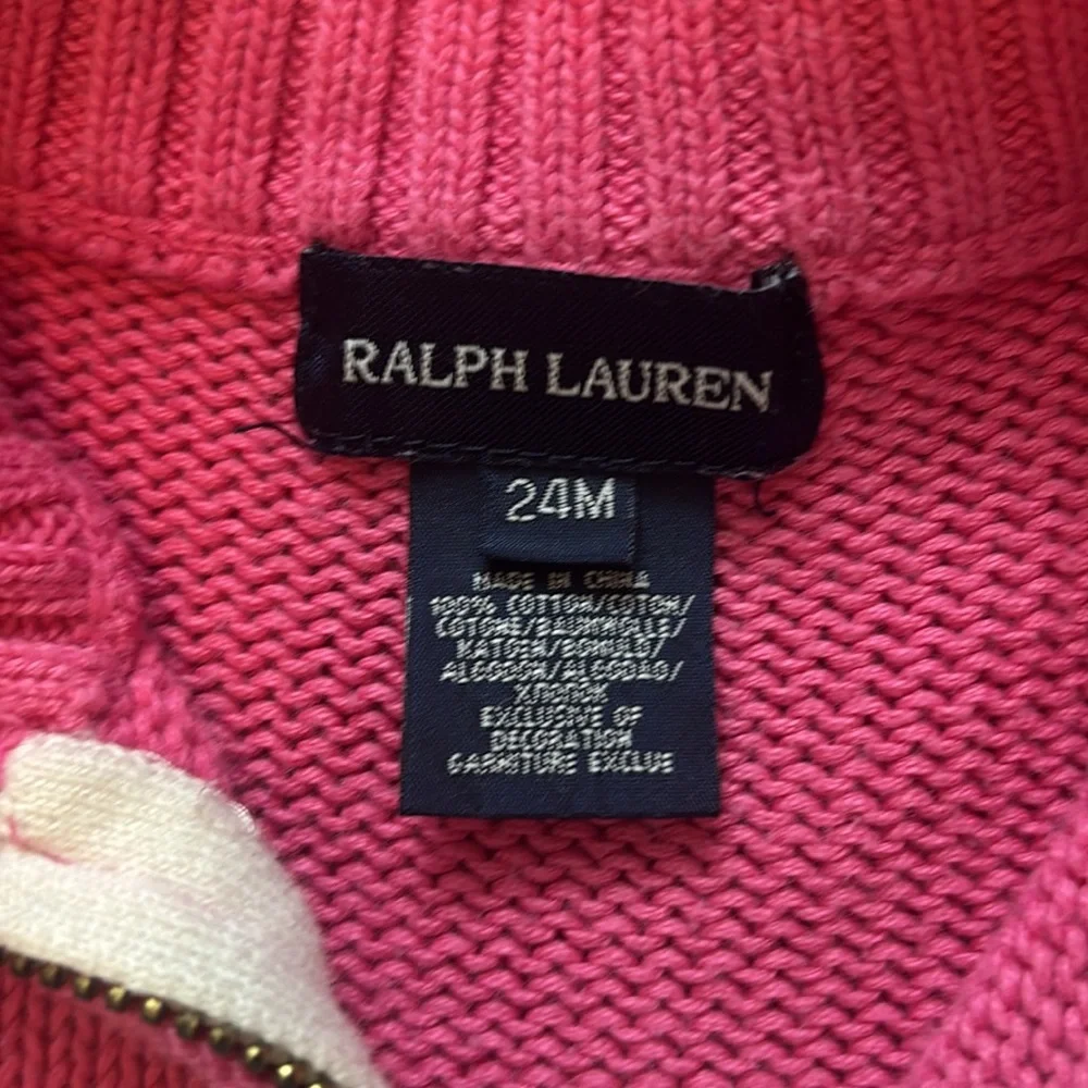 Ralph Lauren Baby 24month Pink & White Cable Knit Sweater